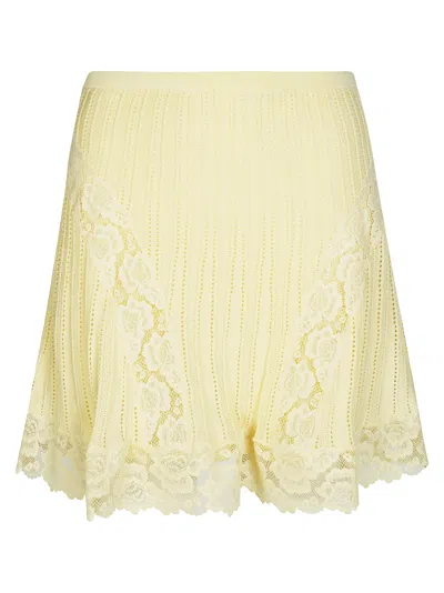 Self-portrait Chic Pointelle Knit Mini Skirt In Yellow