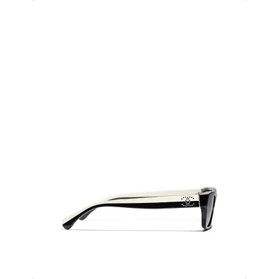 Chanel Womens Black Ch5564b Rectangular-frame Acetate Sunglasses In Black