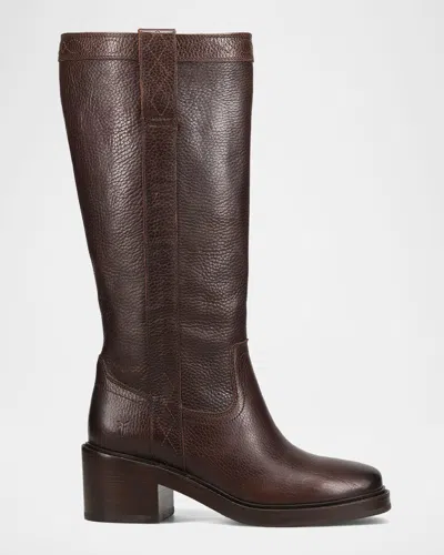 Frye Kate Leather Wide Calf Pull-on Boots In Brown