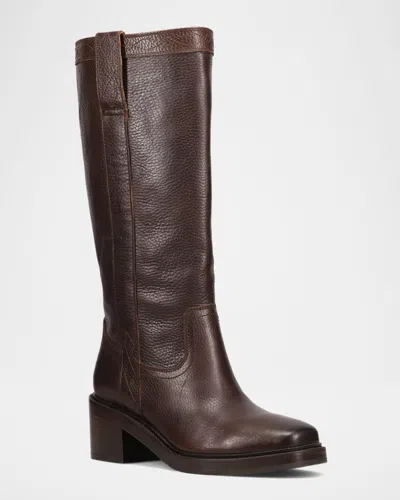 Frye Kate Leather Wide Calf Pull-on Boots In Brown