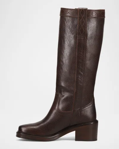 Frye Kate Leather Wide Calf Pull-on Boots In Brown