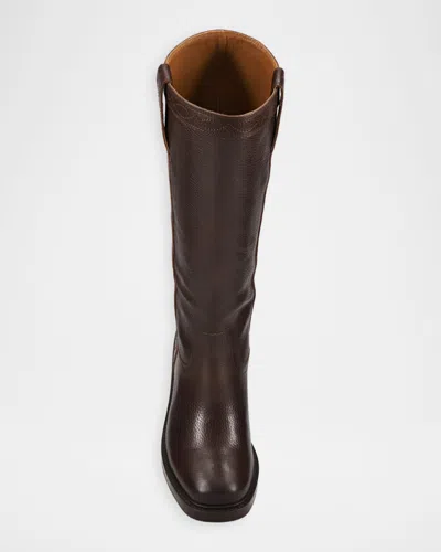 Frye Kate Leather Wide Calf Pull-on Boots In Brown