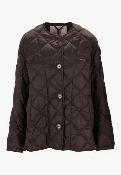Max Mara The Cube Quilted Crewneck Buttoned Jacket In Brown