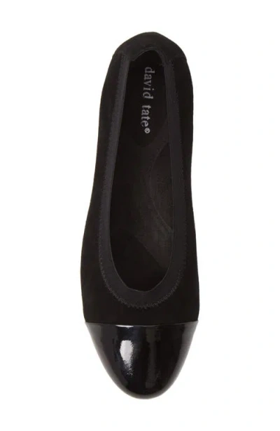 David Tate Nicole Cap Toe Flat In Black