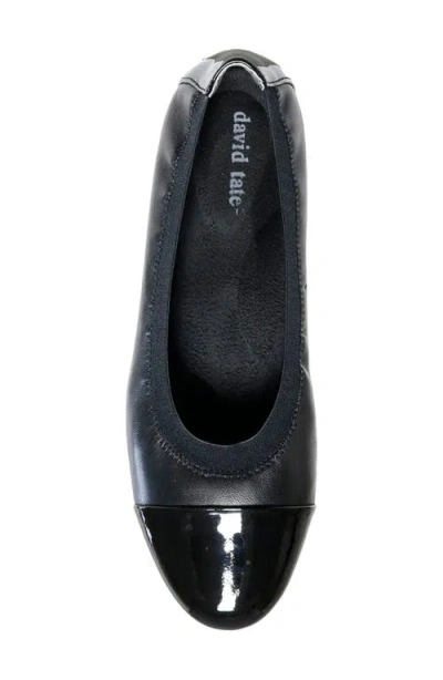 David Tate Nicole Cap Toe Flat In Black