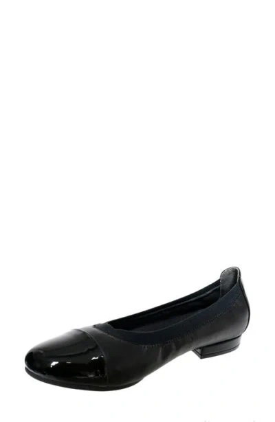 David Tate Nicole Cap Toe Flat In Black