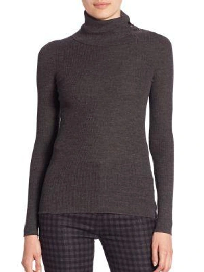 Shop Theory Leendelly Merino Wool Ribbed Sweater In Garnet