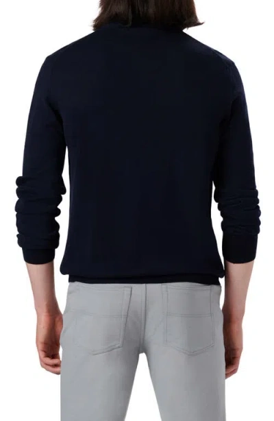 Bugatchi Water Repellent Merino Wool Quarter-zip Pullover In Blue
