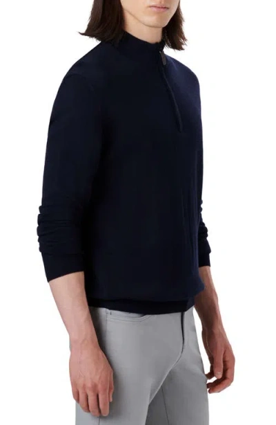 Bugatchi Water Repellent Merino Wool Quarter-zip Pullover In Blue