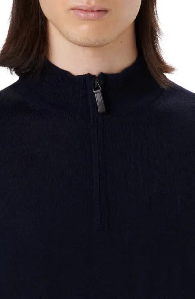 Bugatchi Water Repellent Merino Wool Quarter-zip Pullover In Blue