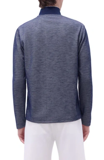 Bugatchi Quarter Zip Performance Pullover In Blue
