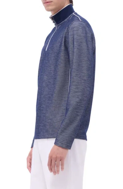 Bugatchi Quarter Zip Performance Pullover In Blue