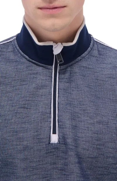 Bugatchi Quarter Zip Performance Pullover In Blue