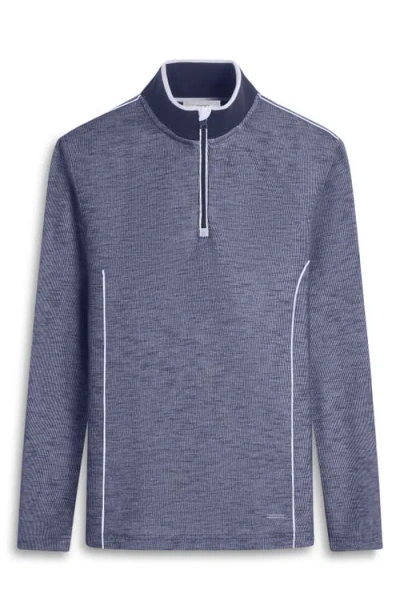 Bugatchi Quarter Zip Performance Pullover In Blue