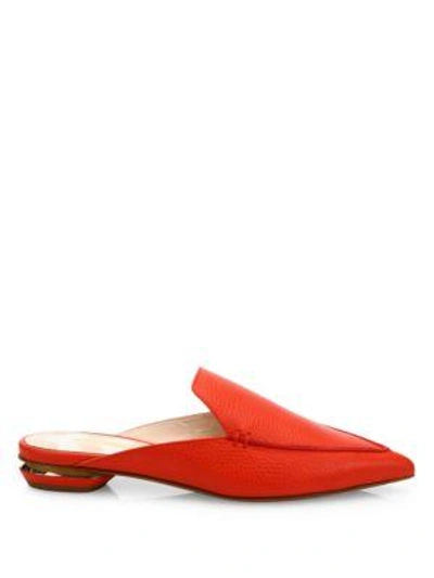 Shop Nicholas Kirkwood Beya Leather Flat Mules In Poppy Red