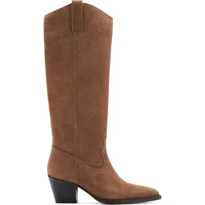 Mango Heeled Leather Boots In Brown