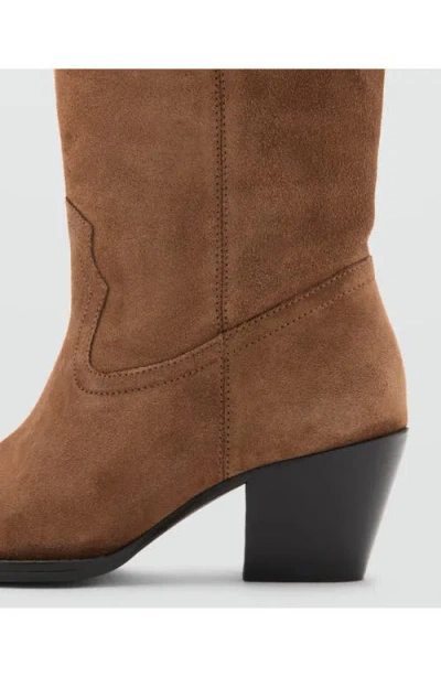 Mango Heeled Leather Boots In Brown
