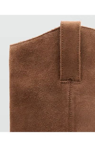 Mango Heeled Leather Boots In Brown
