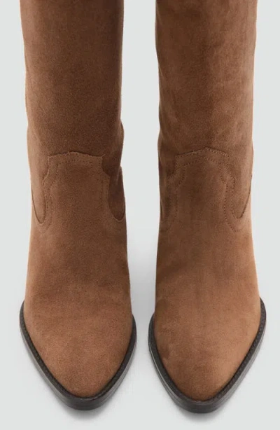 Mango Heeled Leather Boots In Brown