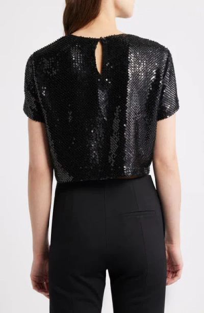 Frame The Sequin Flutter Top In Black