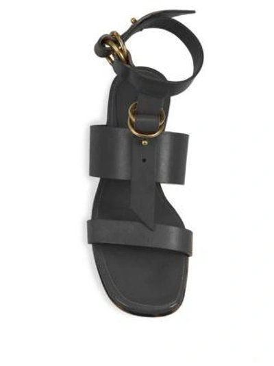 Shop Chloé Kingsley   Leather Flat Sandals In Black
