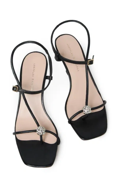 Loeffler Randall 70mm Triana Strappy Crystal Leather Mid-heel Sandals In Black
