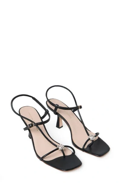 Loeffler Randall 70mm Triana Strappy Crystal Leather Mid-heel Sandals In Black
