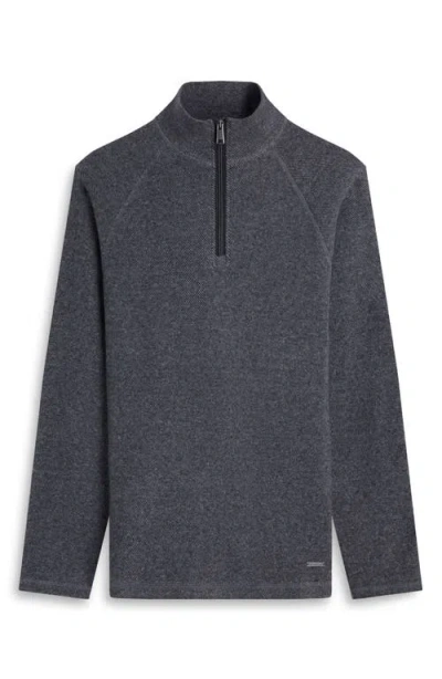 Bugatchi Brushed Cotton Blend Quarter Zip Pullover In Gray