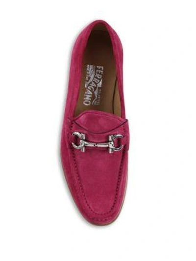 Shop Ferragamo Mason Suede Loafers In Sangria