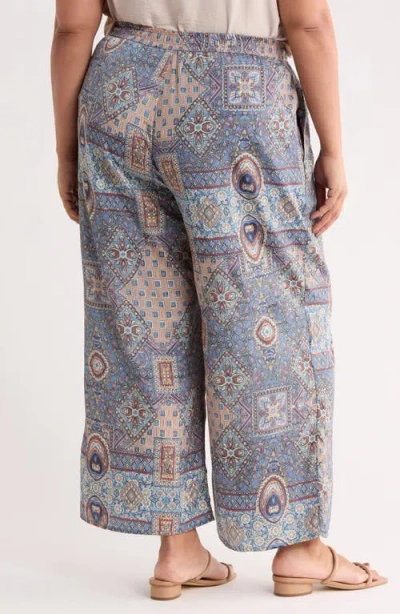 T Tahari Patchwork Print Pull-on Wide Leg Pants In Multi
