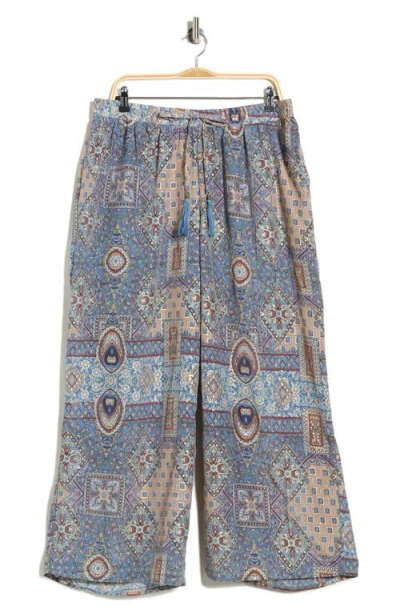 T Tahari Patchwork Print Pull-on Wide Leg Pants In Multi