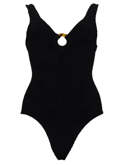 Hunza G Celine Crinkle Fabric One-piece Swimsuit In Black