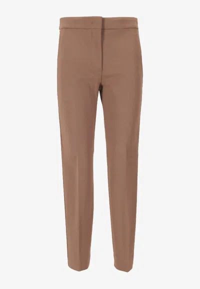 Max Mara Pegno Slim Fit Jersey Ankle Pants In Brown