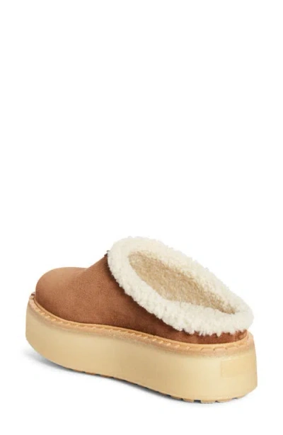 Prada Brown Suede Mules With Shearling Trim And Plush Lining In Blue