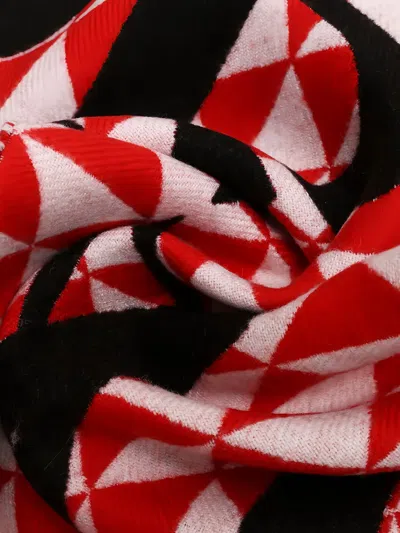 Prada Geometric-pattern Fringed Scarf In Multi