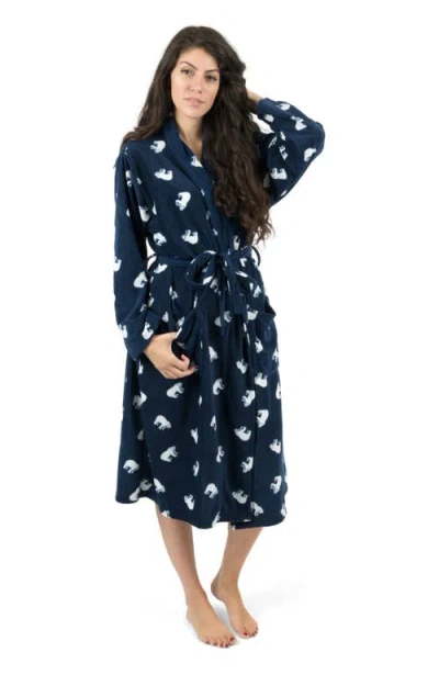 Leveret Micro Fleece Robe In Blue