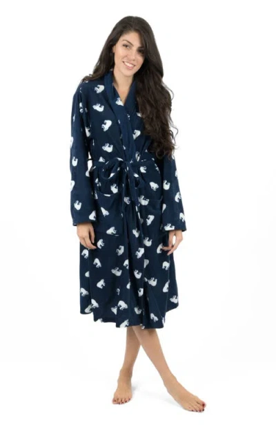 Leveret Micro Fleece Robe In Blue