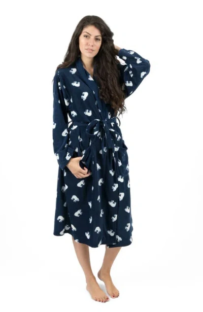 Leveret Micro Fleece Robe In Blue