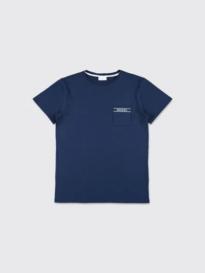 Gucci Kids Patch Pocket T-shirt In Blue