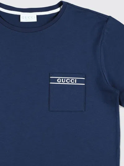 Gucci Kids Patch Pocket T-shirt In Blue