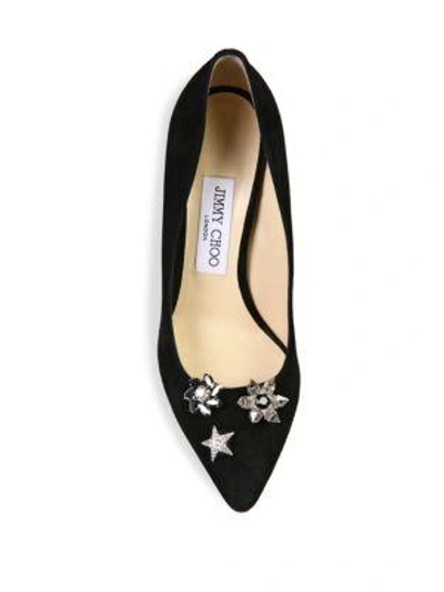 Shop Jimmy Choo Jasmine 100 Crystal-button Suede Pumps In Black