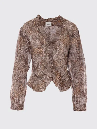 Isabel Marant Women's Celeny Printed Cotton Cinched Blouse In Brown