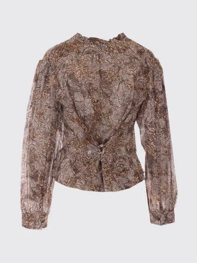 Isabel Marant Women's Celeny Printed Cotton Cinched Blouse In Brown