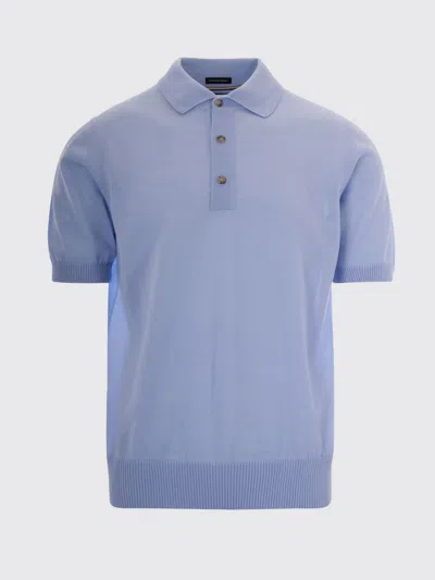 Hugo Boss Light Blue Solid Shirt Collar Polo In Blue