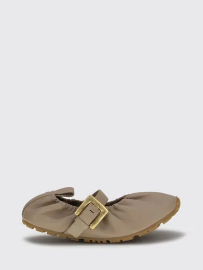 Balmain Buckle-strap Ballet Flats In Gray