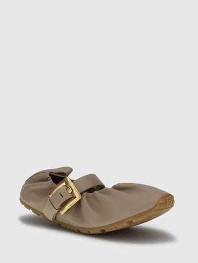 Balmain Buckle-strap Ballet Flats In Gray