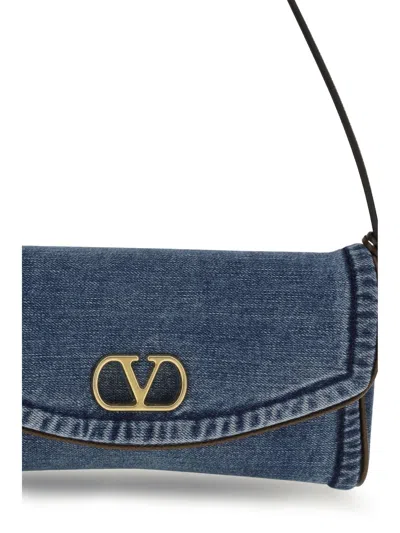 Valentino Garavani  Garavani Devain Small Denim Shoulder Bag Woman Denim Uni In Blue