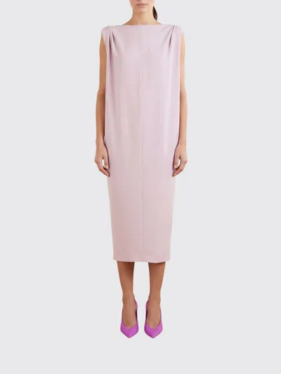 Balenciaga Gathered-shoulder High-neck Midi Sack Dress In Pink