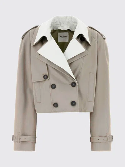 Attico Short Trench Jacket In Brown