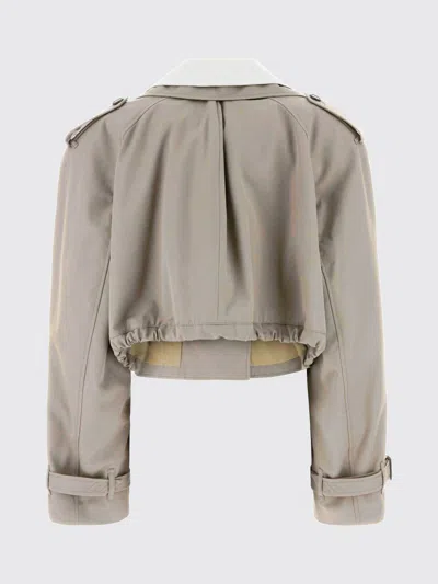 Attico Short Trench Jacket In Brown